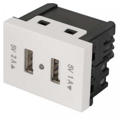 C2USB-EB 2 Puertos USB, 1.5 módulos, línea Española, color blanco TRUPER