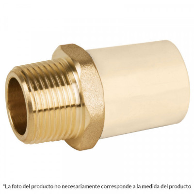 CPVC-651 Adaptador macho de CPVC con inserto metálico 1/2 pulgadas  TRUPER