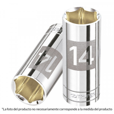 D-1409-LM Dado de 6 puntas, largo, cuadro 1/4 pulgadas  de 9mm TRUPER