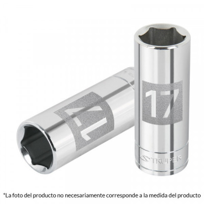 D-3812-HM-L Dado de 6 puntas, largo, cuadro 3/8 pulgadas  de 12mm TRUPER