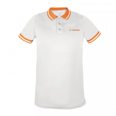 DRY-BC-C Playera tipo polo, dry fit, blanca, para caballero, talla CH TRUPER