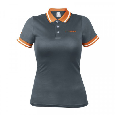 DRY-GD-C Playera tipo polo, dry fit, gris, para dama, talla CH TRUPER