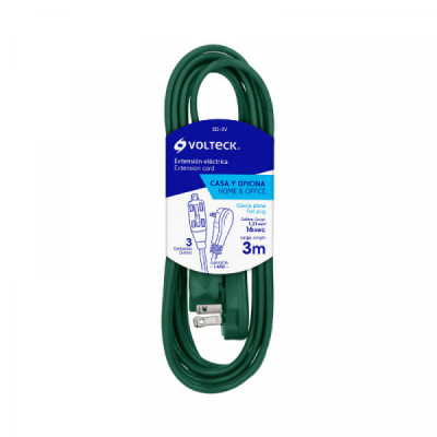 ED-3V Extensión eléctrica doméstica, 3 m, verde, Volteck TRUPER