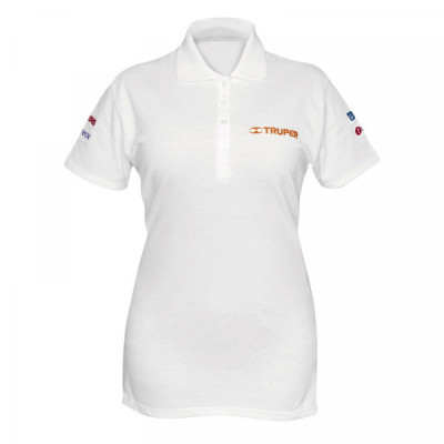 POL-BD-C Playera tipo polo, blanca, para dama, talla chica TRUPER