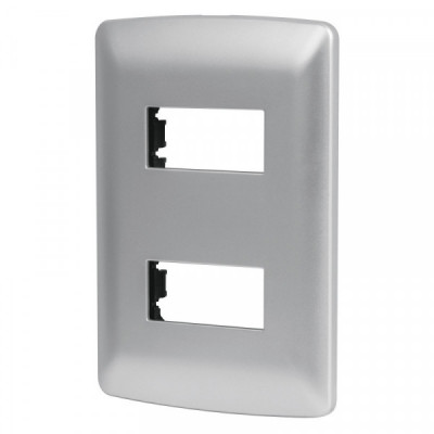 PPDO-IP Placa 2 módulos de ABS, linea italiana, color plata TRUPER