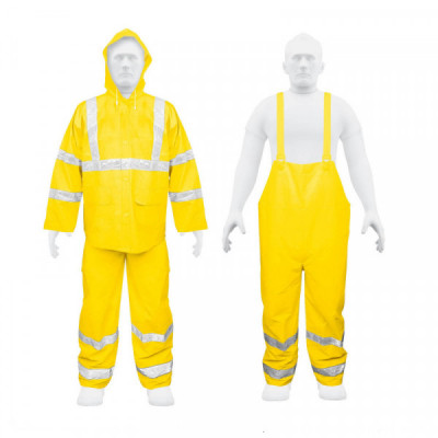 TRA-REF-XL Conjunto impermeable c/reflejante, amarillo, talla EG, PVC TRUPER