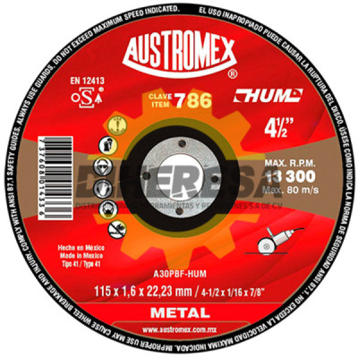 Austromex 786 Disco para corte de metal