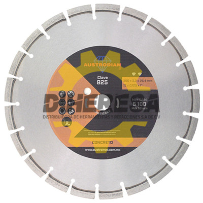 Austromex 825 Disco de diamante naranja segmentado Corte de concreto curado
