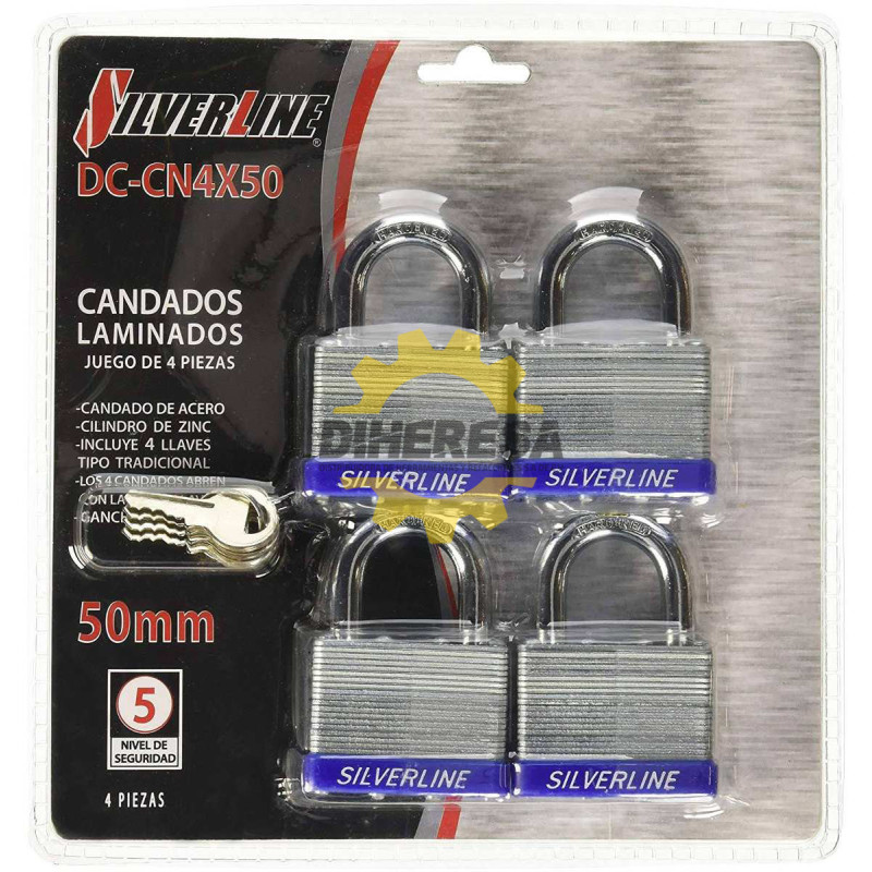 Paquete de 4 candados de acero laminado cubiertos resistentes con la misma  llave, candados resistentes a la intemperie con cuerpo ancho de 1-9/16