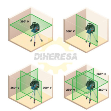 0601063Y00 Nivel láser de planos con lineas láser verde 4 x más visible. Proyección en 360°